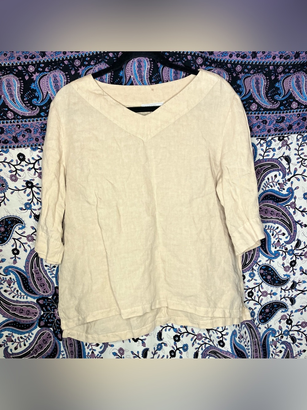 Antonelli Firenze linen v neck flowy shirt 44